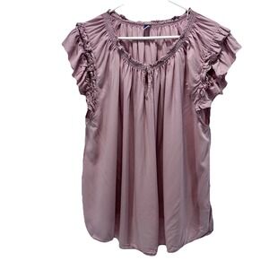 Old Navy Top‎ Womens 2X Ruffle Short Sleeve Keyhole Neck Lightweight Pink